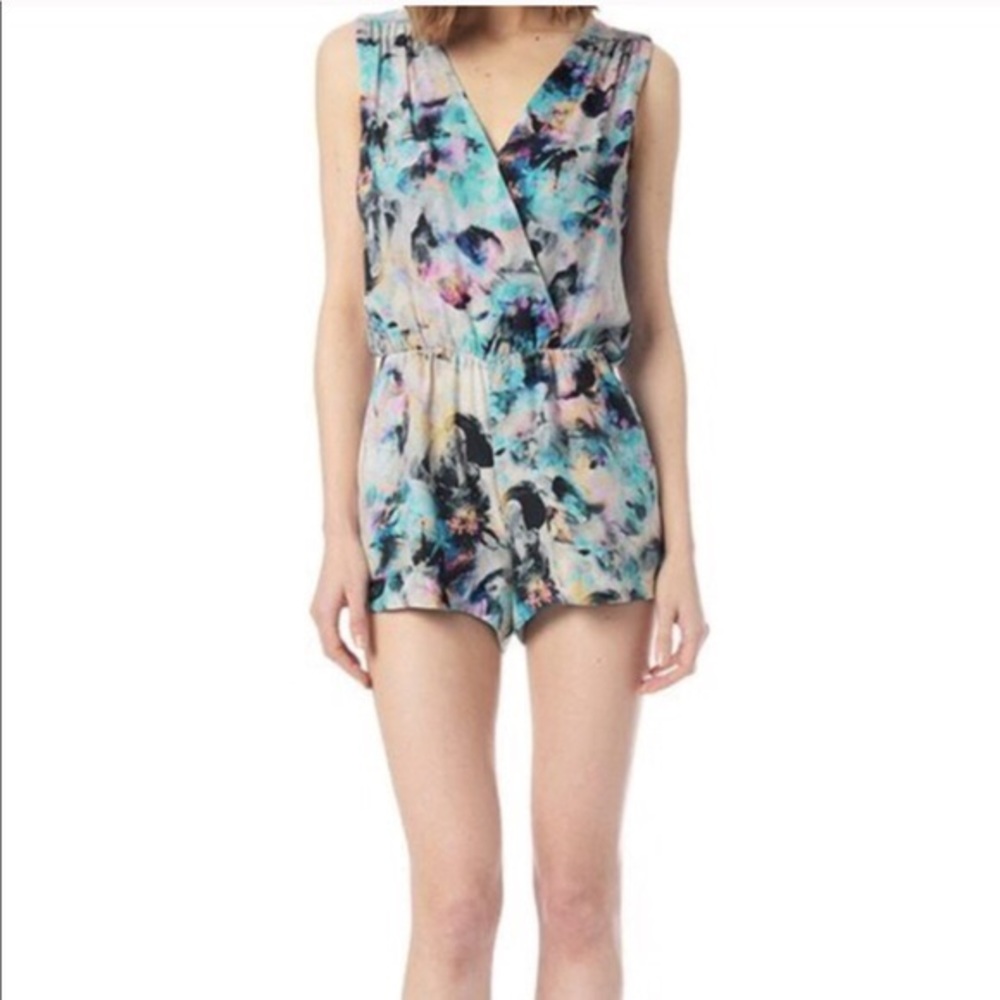Parker North Floral-Print Silk Romper